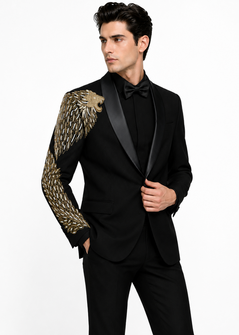Black Lion Embroidered Tuxedo