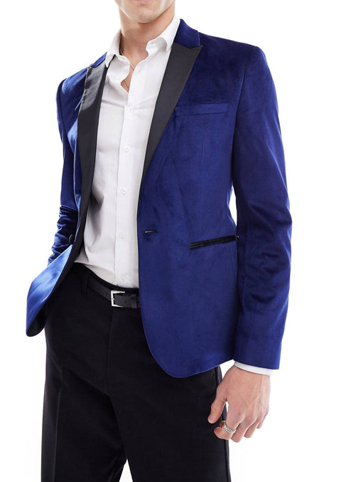 Slim Fit Royal Blue Velvet Tuxedo Blazer tumuh
