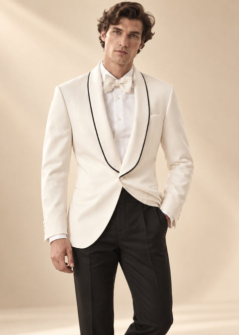 White Shawl Contrast Lapel Tuxedo