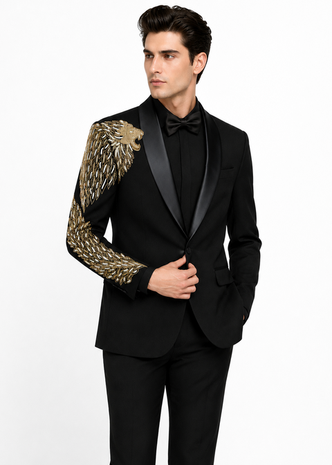 Black Lion Embroidered Tuxedo