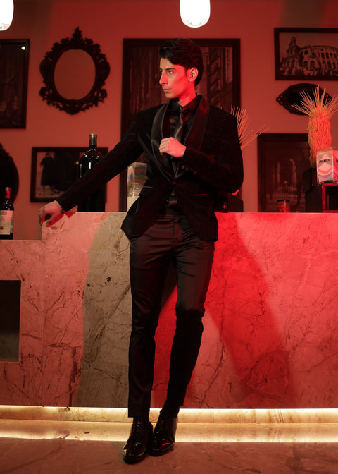 Limited Edition Black Velvet Party Wear Tuxedo Blazer Suit