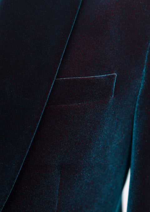 Slim Turquoise Velvet Blazer