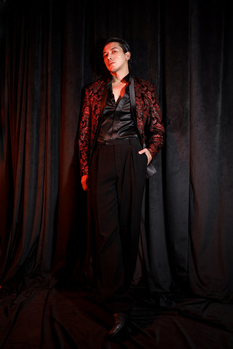 Limited Edition Floral Unbuttoned Tuxedo Blazer Suit