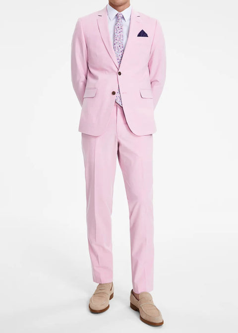 Single Breasted Slim Fit Suit in Pink