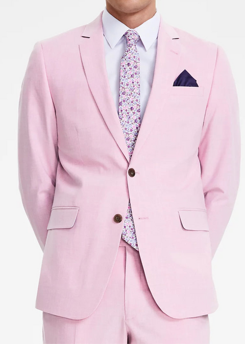 Single Breasted Slim Fit Suit in Pink