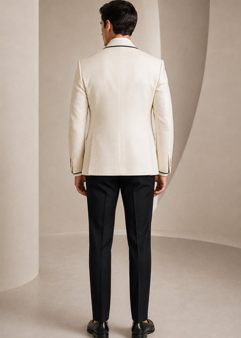 Off White Tuxedo with Black Contrast Piping