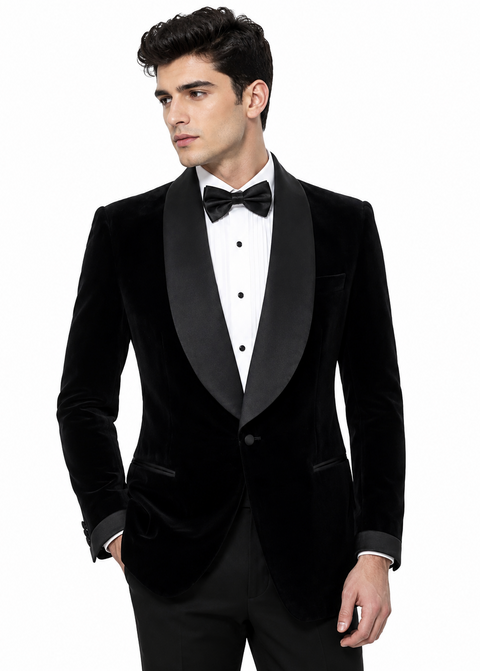 Black Shawl Lapel Velvet Tuxedo