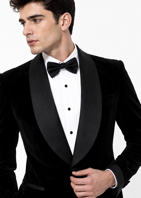 Black Shawl Lapel Velvet Tuxedo