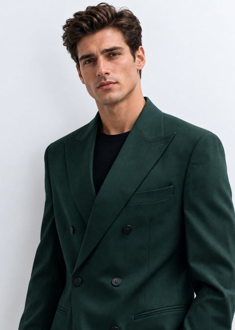 Tailored Fit Green Double Breasted Suit
