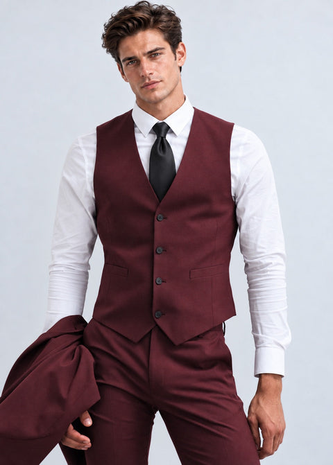 Burgundy Wedding Slim Fit Suit