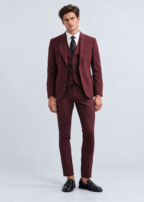 Burgundy Wedding Slim Fit Suit
