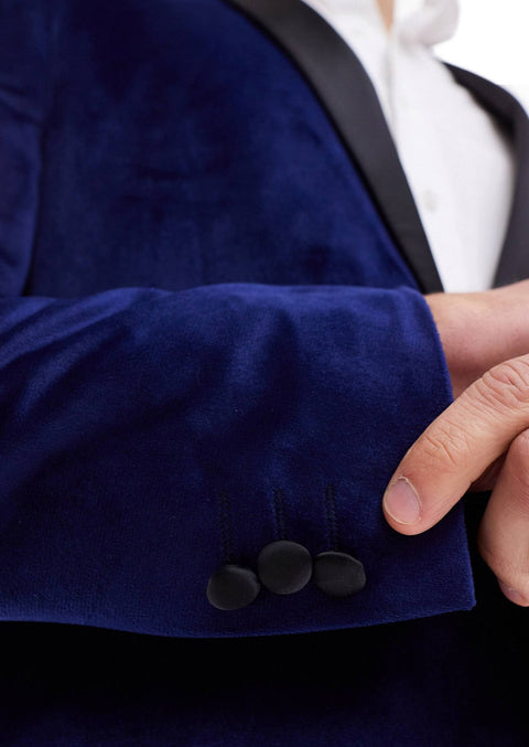 Slim Fit Royal Blue Velvet Tuxedo Blazer