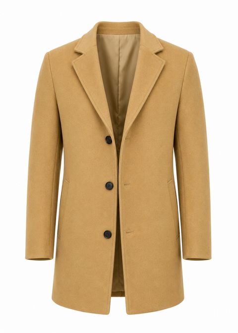 Through Lapel Collar Coat in Beige