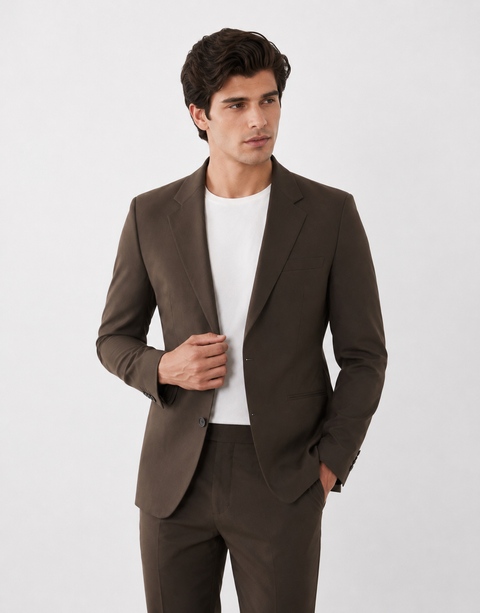 Brown Slim Fit Blazer Suit