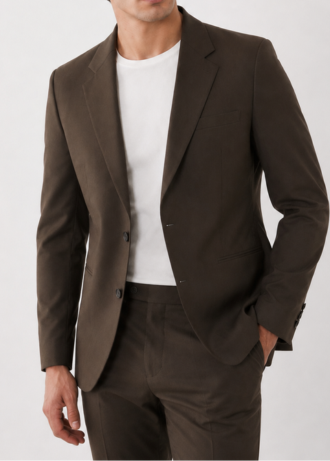 Brown Slim Fit Blazer Suit