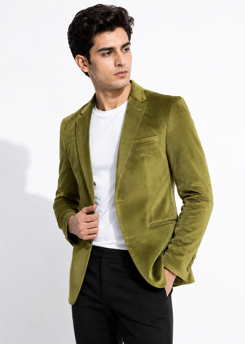 Olive Velvet Blazer