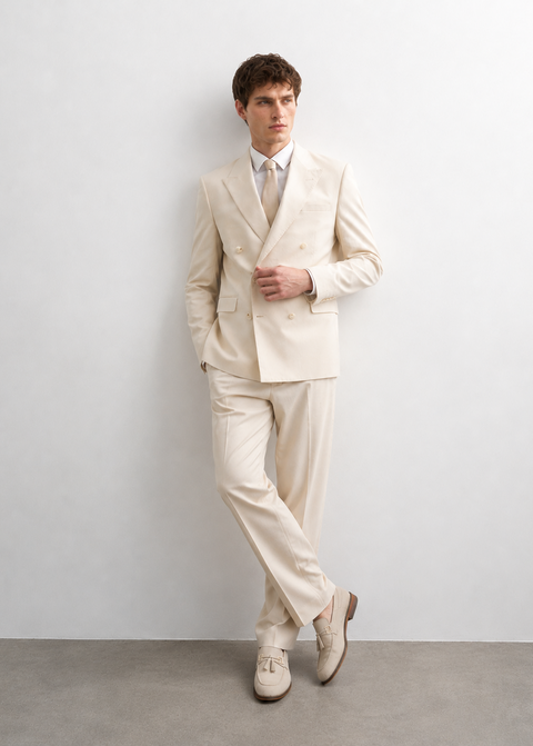 Beige Double Breasted Blazer