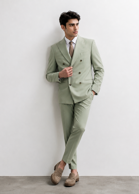 Pastel Green Double Breasted Suit