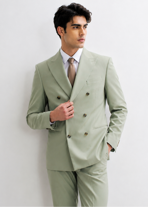 Pastel Green Double Breasted Suit