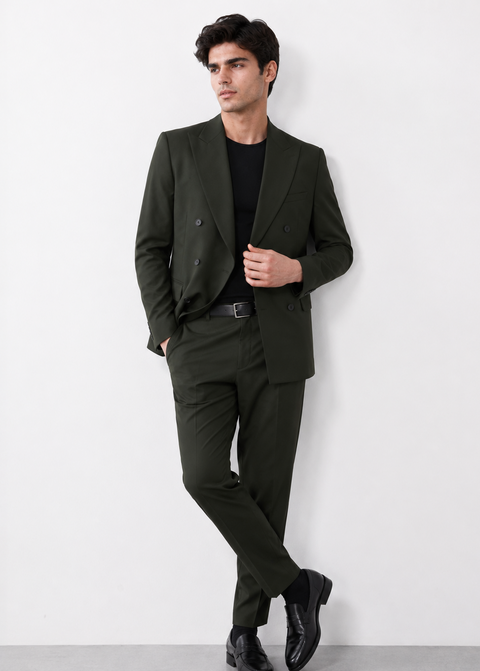 Dark Green Double Breasted Suit