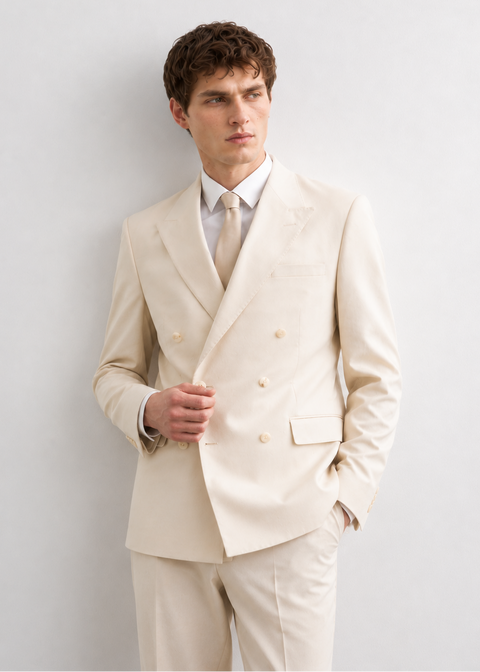 Beige Double Breasted Blazer