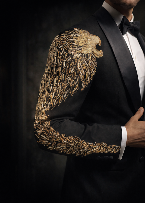 Black Lion Embroidered Tuxedo
