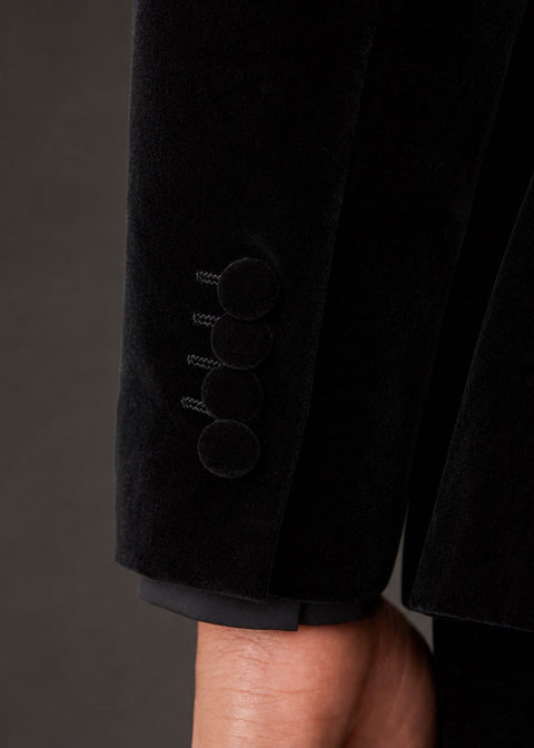 Black Shawl Lapel Velvet Blazer