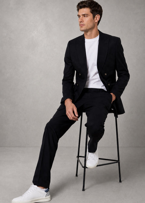 Black Slim Double-Breasted Suit Jacket