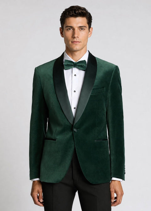 Slim Fit Green Velvet Dinner Jacket