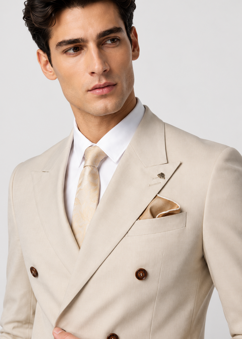 Light Beige Double Breasted Suit