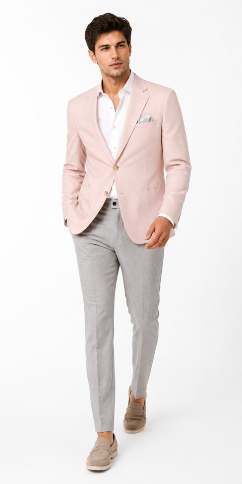 Light Pink Tailored Slim Fit Blazer