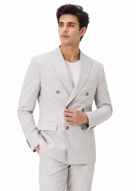 Ice Grey Double Breasted Suit