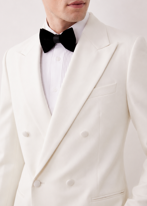 Slim Fit White Double Breasted Suit