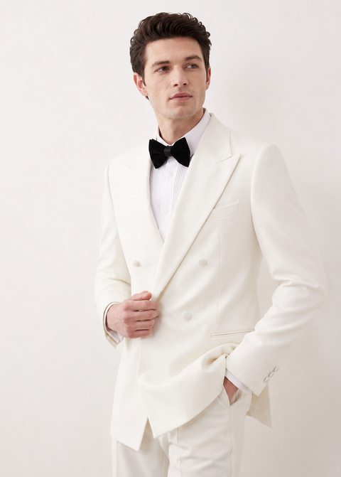 Slim Fit White Double Breasted Suit