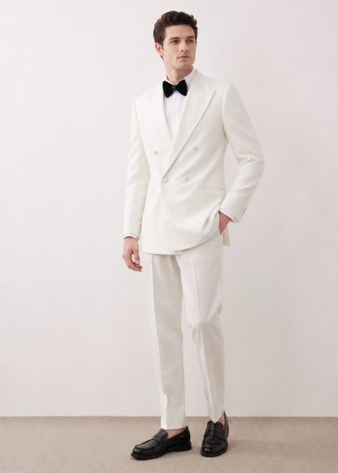 Slim Fit White Double Breasted Suit