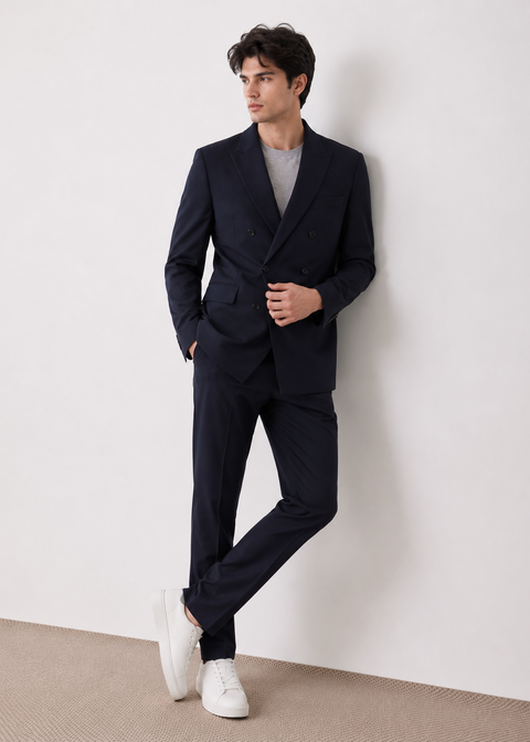 Classic Slim Fit Dark Navy Double Breasted Suit