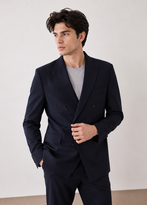 Classic Slim Fit Dark Navy Double Breasted Suit