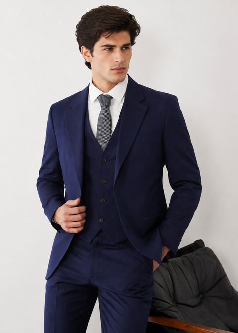 Blue Slim Fit Notch Lapel Suit