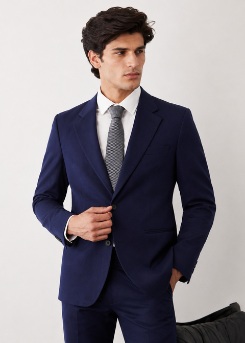 Blue Slim Fit Notch Lapel Suit
