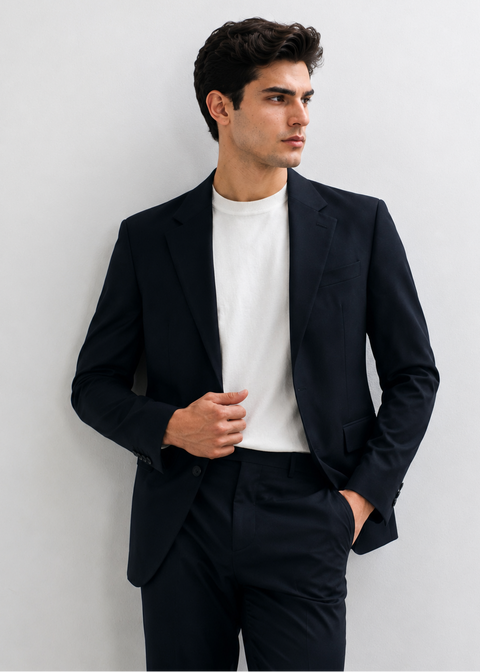 Slim Fit Navy Notch Lapel Suit