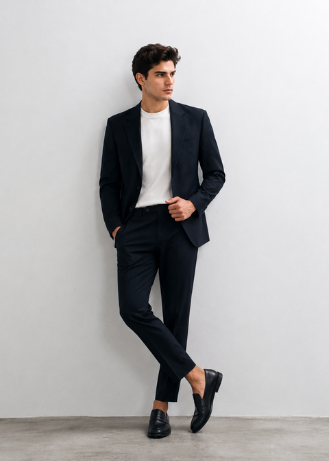 Slim Fit Navy Notch Lapel Suit