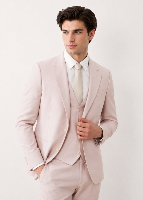 Pink Slim Fit Notch Lapel Suit