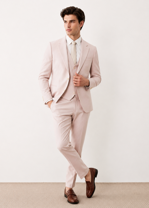 Pink Slim Fit Notch Lapel Suit