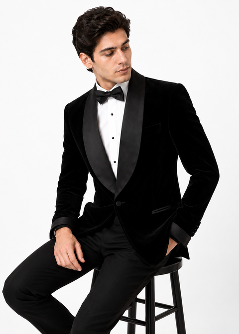 Black Shawl Lapel Velvet Tuxedo