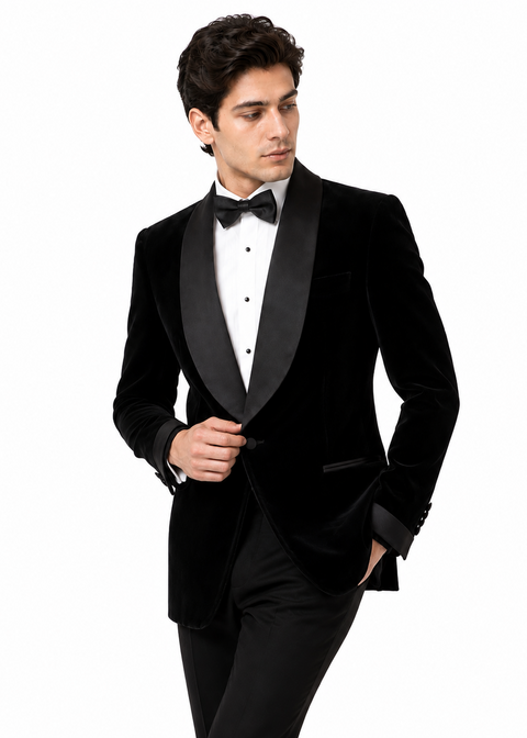 Black Shawl Lapel Velvet Tuxedo