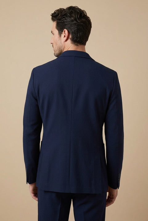 Pique Navy Slim Fit Blazer