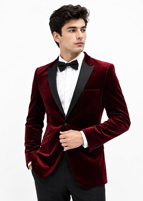 Burgundy Velvet Tuxedo Jacket
