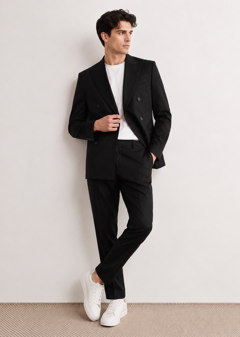 Black Double Breasted Slim Fit Suit