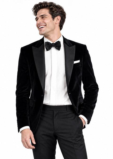 Slim Fit Black Velvet Tuxedo Jacket