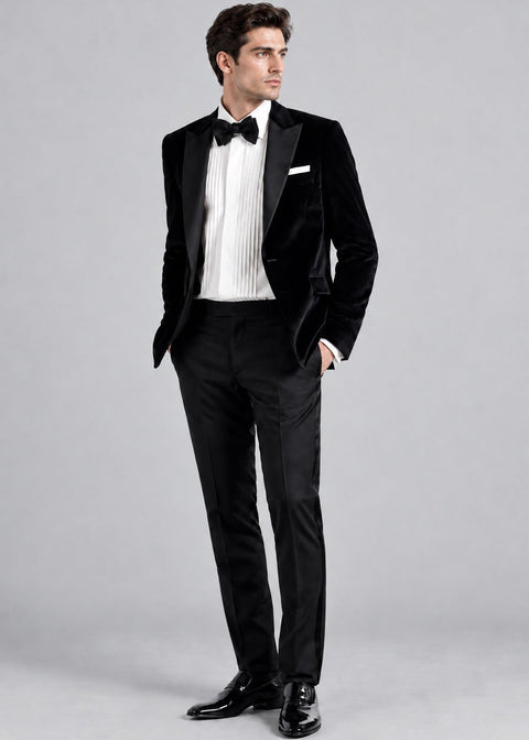 Slim Fit Black Velvet Tuxedo Jacket